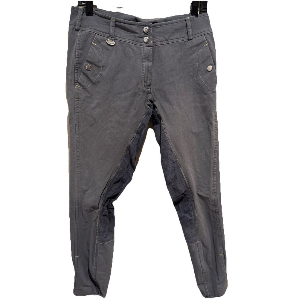 USG Full Seat Riding Pants Breeches Ladies Size 30 L German  Gray Pocket Stretch